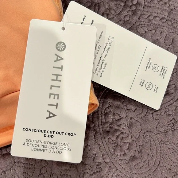 Athleta Conscious Cut Out Crop D-DD, Size Small  Coral - Picture 2 of 8